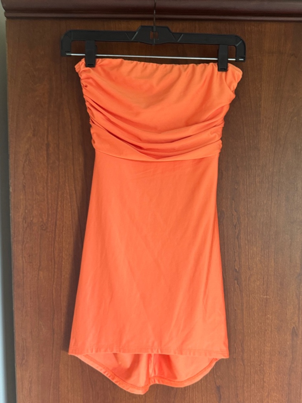 Strapless Ruched Orange Dress